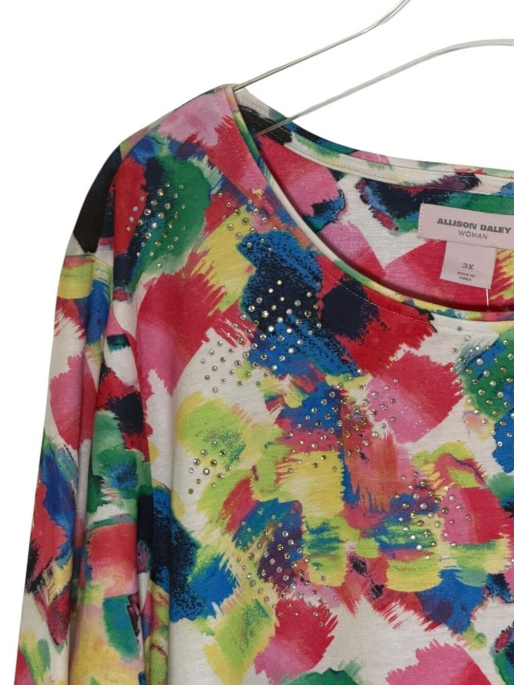 Allison Daley 3X Abstract Studded Tunic Top Colorful NWT Plus - Picture 6 of 9